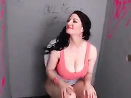 Mom woman with giant boobs have glory-hole