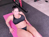 Huge Butt brunette gets an intense ass fuck fuck in the gym after abs routine.