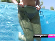 Babestation Pornstar Leah Jaye Shows you her Cunt in the Pool