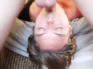 Submisive Slut Sucks Balls after Deepthroat Facefuck